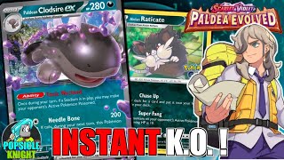 Paldean CLODSIRE ex with Alolan RATICATE Instantly Knocks Out Anything Pokemon PALDEA EVOLVED [upl. by Ellienad]