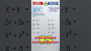 Addition of monomials VS Multiplication of monomials [upl. by Tnomyar]