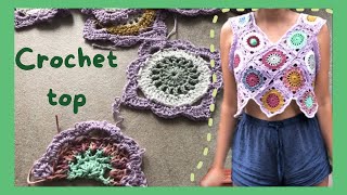 Vlogtutorial maglia uncinetto con piastrelle  crochet top [upl. by Hamlin]