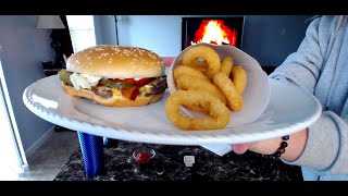 Eating A Bacon With Cheese Whopper And Onion Rings From Burger King [upl. by Sherm521]