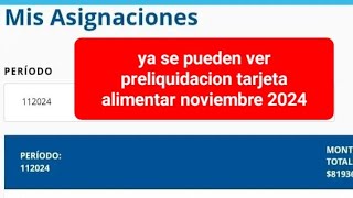 Ya pueden ver liquidaciones TARJETA ALIMENTAR noviembre 2024 [upl. by Haukom]