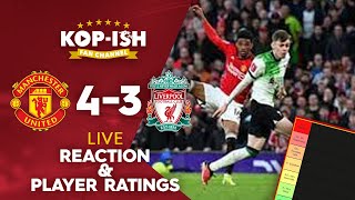 WASTEFUL REDS OUT OF FA CUP  MAN UTD 43 LIVERPOOL  LIVE MATCH REACTION amp PLAYER RATINGS [upl. by Nire430]