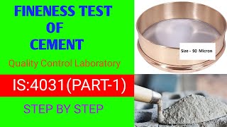 Fineness Test of Cement As Per IS Code4031part1 [upl. by Nosylla]