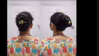 easy clutcher bun hairstyle 💡 [upl. by Nidnal]