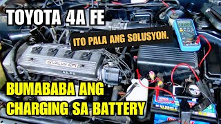 BUMABABA ANG CHARGING SA BATTERY TOYOTA BIG BODY 4A FE [upl. by Znerol372]