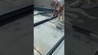 Rooftop glass sunshade with retractable roller shutters made of aluminum design roof pergola [upl. by Leizahaj794]