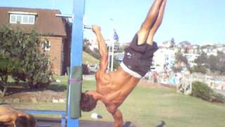 ONE ARM  ONE HAND Human Flag  Marcus Bondi  Bondi Beach [upl. by Britt]