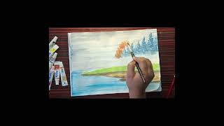 Very Easy Scenery Drawing  viral painting shorts [upl. by Yi]