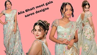 Design no53 alia Bhatt meet Gala saree look recreate [upl. by Yevre]