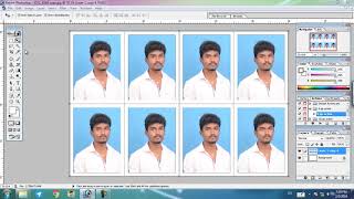 8 passport size photos creating photoshop in tamil [upl. by Zzahc518]