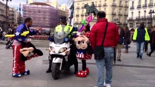 Costumed performers attack heckler in Madrid [upl. by Dorca]