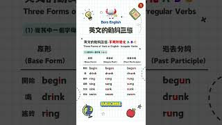 【英文文法】英文的動詞三態｜不規則變化 ABC 三態皆異｜國高中適用｜Boro English englishgrammar threeformsofverb shorts [upl. by Jada]