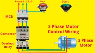 3 Phase Contactor Power and Control Wiring Connection with Stop amp Start Push Button [upl. by Afira]