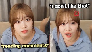 CHAEWONs reaction when someone commented like this during live [upl. by Cayla774]