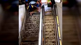 FullBlown Waterfall Pouring Into Metro Station Disrupts Rush Hour Commute [upl. by Arbma]