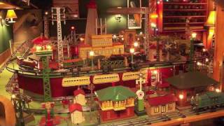 GLENNS PRE WAR TINPLATE TOY TRAIN LAYOUT [upl. by Ziwot]