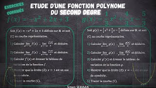 Etude dune fonction Polynôme du second degré  2 Exercices Corrigés – Première [upl. by Trotta784]