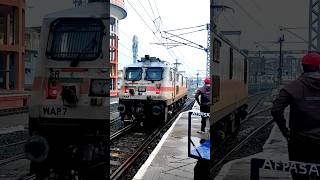 Single wap7 locomotive at station 🚂 locomotive wap7 station ytshorts shyamhembram [upl. by Ephraim]