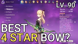 Fischl build VIRIDESCENT HUNT lv 90 best 4 star bow in the game Battle Pass weapon [upl. by Eldnek]