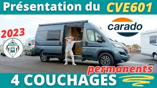 4 COUCHAGES PERMANENTS  Présentation du FOURGON CARADO CVE 601 modèle 2023 Instant CampingCar [upl. by Ardme]