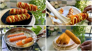 😋 কর্ণ ডগ ॥ FAMOUS KOREAN CHEESE CORN DOG REcipE  korean corn dog the popular Korean street food [upl. by Tabor494]