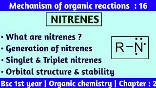 Nitrenes  singlet amp triplet nitrene  orbital structure of nitrenes  Bsc 1st year chemistry CB [upl. by Aleakam]