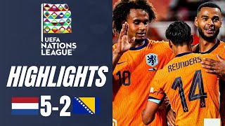 Netherlands vs Bosnia and Herzegovina 52 Highlights UEFA Nations League 202425 [upl. by Nnaarual]