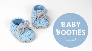 How To Crochet Cute And Easy Baby Booties Baby Sneakers  Croby Patterns [upl. by Yrag]