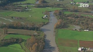 Stillaguamish River floods after overnight storm [upl. by Aicatsan]