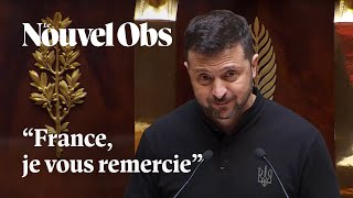 Volodymyr Zelensky remercie la France lors de son discours à lAssemblée nationale [upl. by Eirovi893]