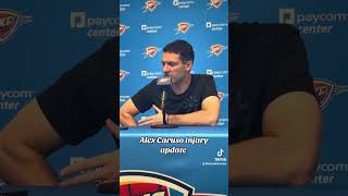 Mark Daigneault in post game gave an update on Alex Caruso’s status after tonight’s game thunderup [upl. by Orelie]