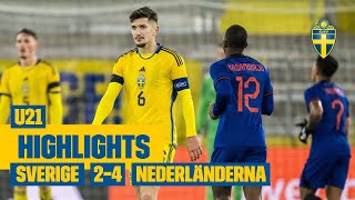 Highlights U21  Sverige – Nederländerna 24  EMkvalförlust i Borås [upl. by Nanfa302]