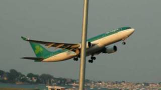 Aer Lingus Airbus A330200 Takeoff From Boston [upl. by Hullda]