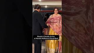 Riteish amp Genelia Arrive at Manish Malhotras Diwali Bash l Riteish Deshmukh l Genelia Deshmukh [upl. by Natsuj]