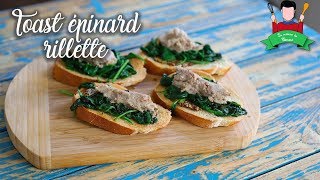 Recette dapéro  Les toasts épinard et rillette [upl. by Zahc218]