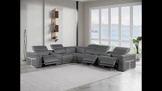 1126Global United 8Piece 3Power Reclining Italian Leather Sectional [upl. by Caroline]