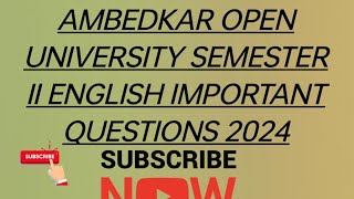 BRAOU SEMESTER II ENGLISH IMPORTANT QUESTIONS [upl. by Elka]