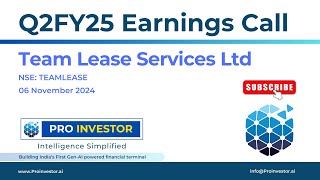 Team Lease Services Ltd  Q2FY25  Earnings Conference Call  earningcall concall teamlease [upl. by Wernher]