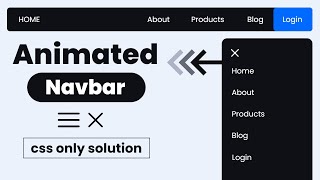 Create a RESPONSIVE NAVBAR with sidebar animation CSS ONLY [upl. by Dunc]