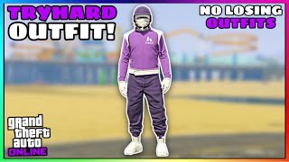 Easy Purple Joggers White Racing Belt Tryhard Modded Outfit No Transfer GTA Online [upl. by Kelwunn]