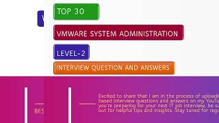 Level2 VMware System Administration Interview Questions amp Answers [upl. by Mateo]