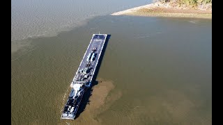 Low Water at Confluence of the Missouri amp Mississippi River with Two Towboats [upl. by Nytsirc]