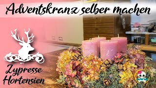 DIY Adventskranz aus Naturmaterial  mit Hortensien amp Zypresse  Weihnachtsdeko 2023 [upl. by Nickolas]