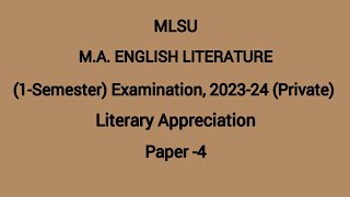 mlsu paper patternmlsu ma english lit 1st semester paper4 literally appreciationmlsu old papers [upl. by Ardelia]