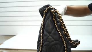 CHANEL Hobo Quilted Ultimate Soft Chain Around Tote Bag REVIEW PREOWNED [upl. by Froma]