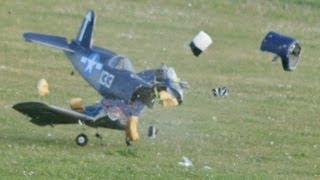 RC PLANE CRASH  CM PRO 90 F4U CORSAIR AILERONS REVERSED  SUPER TIGRE 2000  MARK AT HDMFC  2011 [upl. by Bekelja]