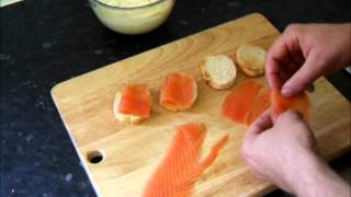 SMOKED SALMON amp HORSERADISH CROSTINI CANAPES CICCHETTI RECIPE HOW TO MAKE APPETIZER hor doeuvres [upl. by Ettenig]