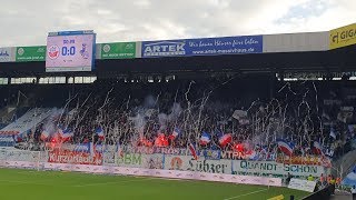 Fc Hansa Rostock vs MSV Duisburg 09112019 BusHymne Choreo Pyro 4K [upl. by Yob]