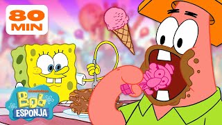 Bob Esponja  80 MINUTOS das Guloseimas mais Deliciosas do Fenda do Biquíni 🍦  Português [upl. by Pansy119]