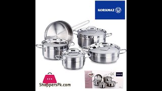 Korkmaz Alfa Cookware Set of 9 Pieces A1660 Shoppers Pakistan [upl. by Esilahs]